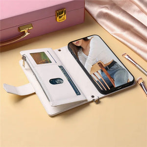 Premium iPhone Flip Wallet Case With Lanyard