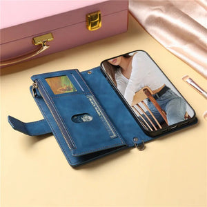 Premium iPhone Flip Wallet Case With Lanyard